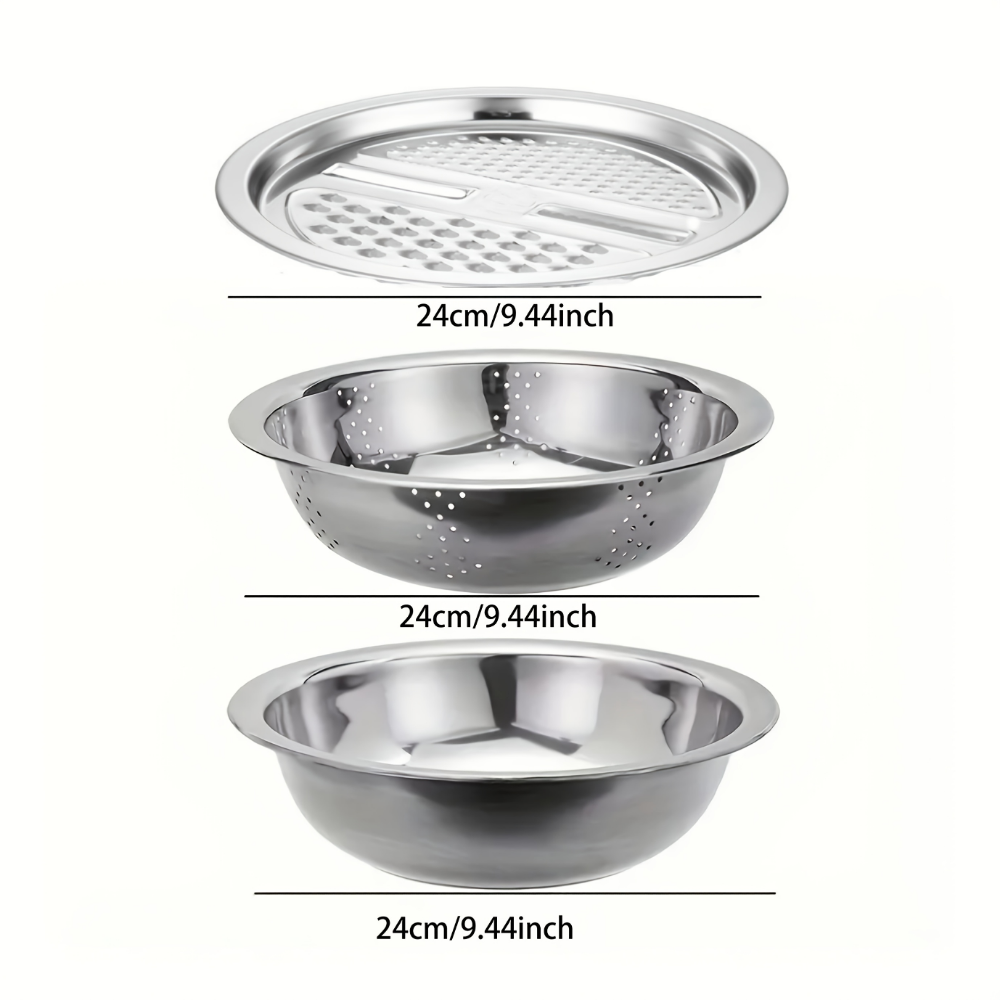Stainless Steel Mandoline Slicer Vegetable Grater Set With Draining Bowl 5