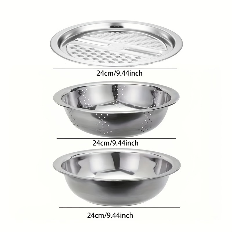Stainless Steel Mandoline Slicer Vegetable Grater Set With Draining Bowl 5