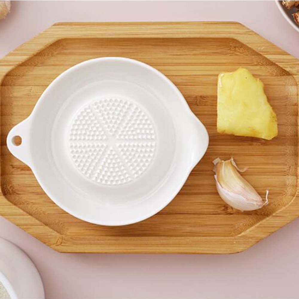 Ceramic Ginger Garlic Grater Bowl Portable Hand Grinding Kitchen Tool