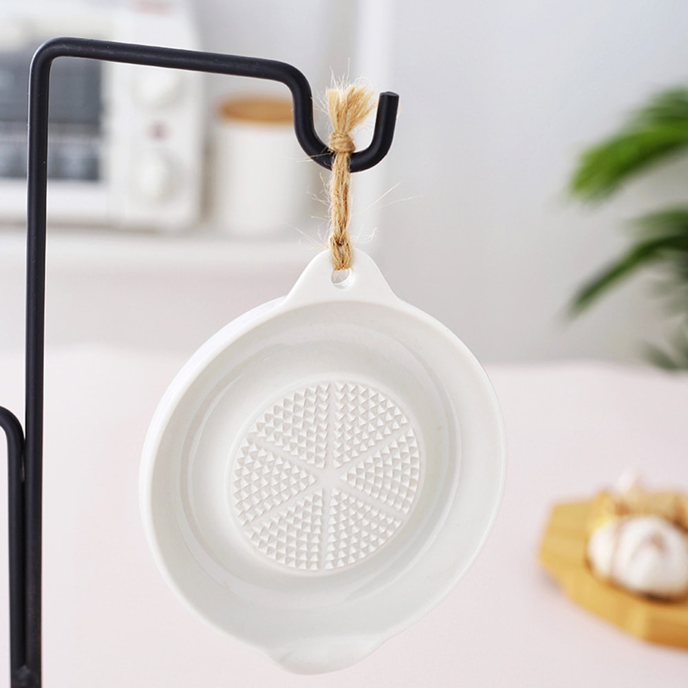 Ceramic Ginger Garlic Grater Bowl Portable Hand Grinding Kitchen Tool