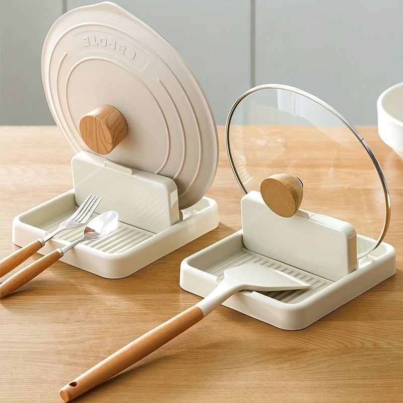 Foldable Pot Lid Holder & Spoon Rest for Clean, Organized Kitchen Counters