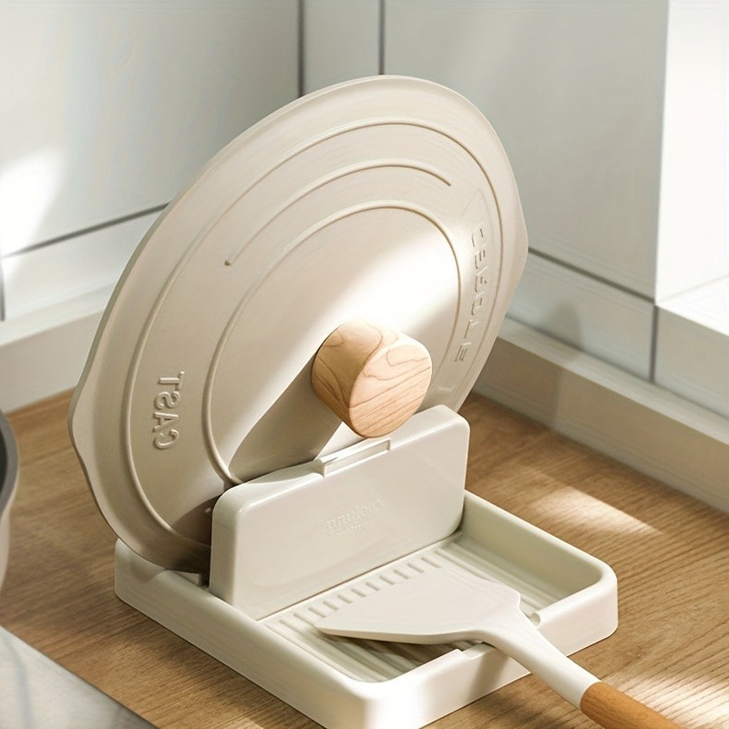 Foldable Pot Lid Holder & Spoon Rest for Clean, Organized Kitchen Counters