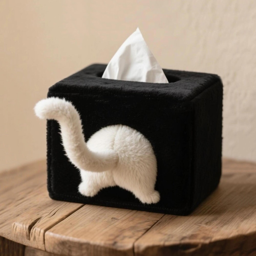 Funny Cat Butt Tissue Box Holder Plush Napkin Dispenser For Home Office Decor 0