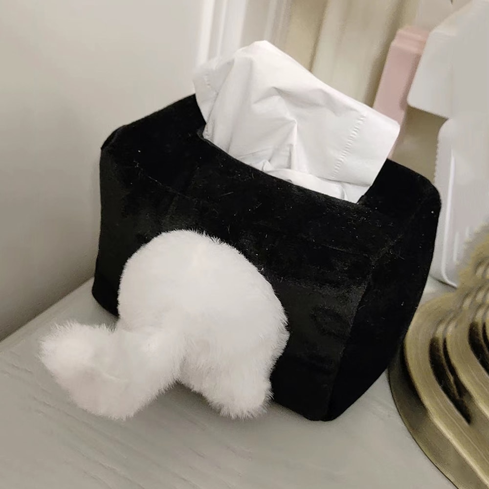Funny Cat Butt Tissue Box Holder Plush Napkin Dispenser For Home Office Decor 2
