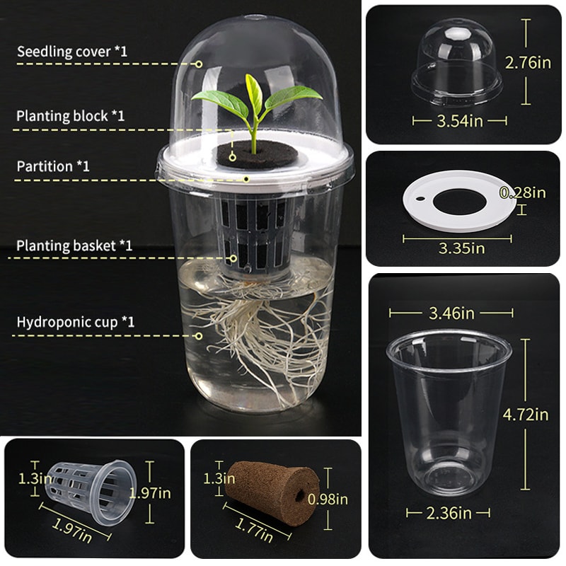 ClearView Hydroponic Seed Starter Cups With Humidity Dome For Indoor Plant Propagation 5