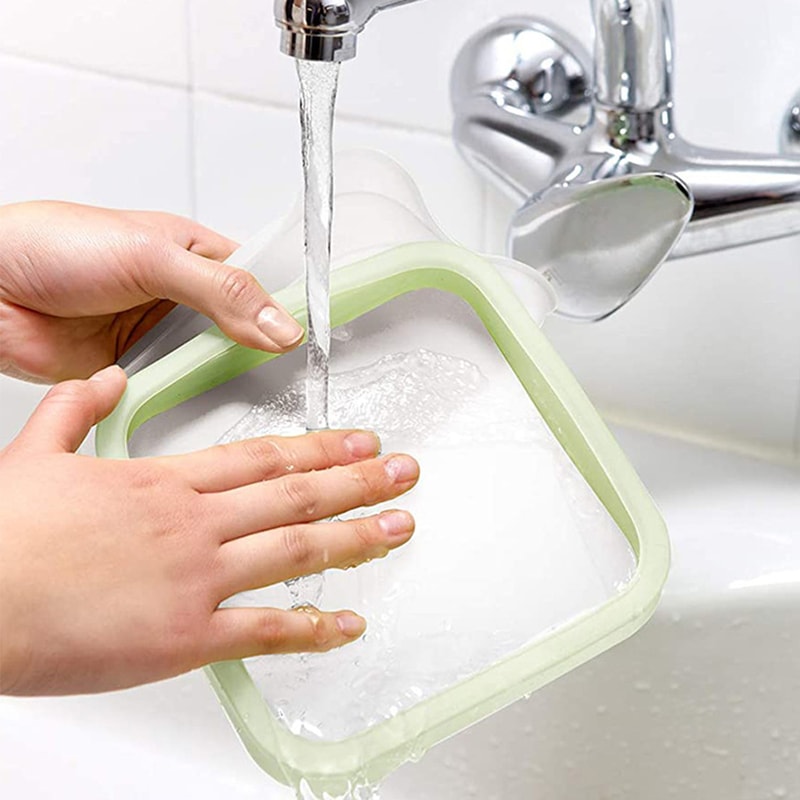 Silicone Sandwich Keeper Lunch Box with Handle Reusable Bento Box for Toasts & Snacks