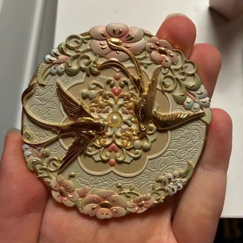 Elegant Peony Pocket Mirror Vintage Chinese Style Compact Makeup Mirror 2