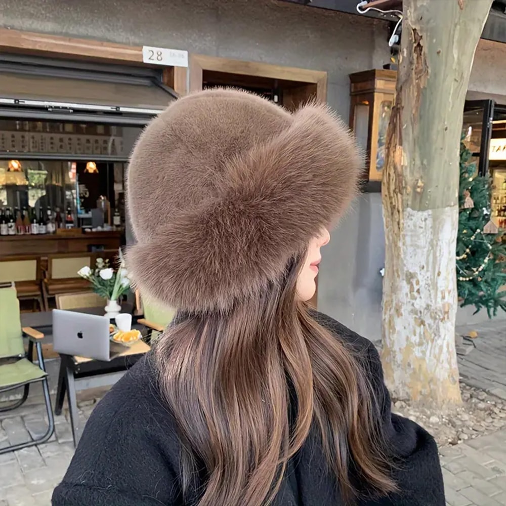 Luxury Faux Mink Mongolian Winter Hat For Women Soft Plush Snow Cap 3