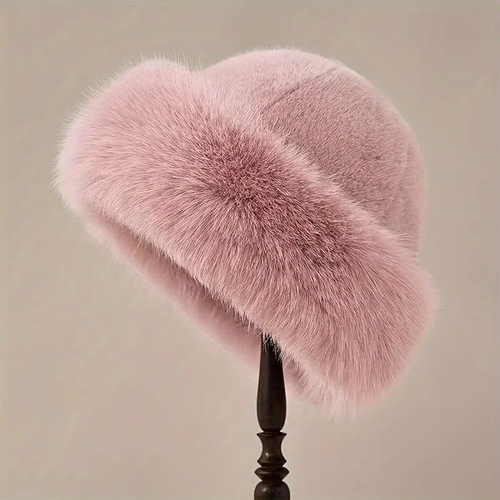 Luxury Faux Mink Mongolian Winter Hat For Women Soft Plush Snow Cap 4