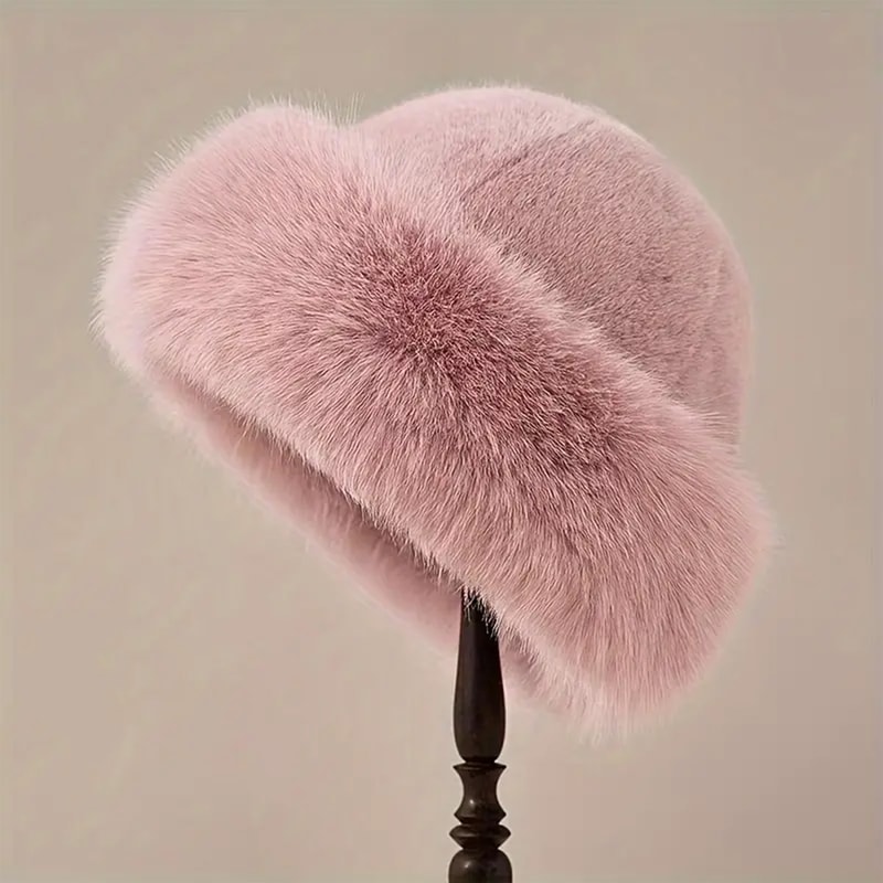 Luxury Faux Mink Mongolian Winter Hat For Women Soft Plush Snow Cap 4