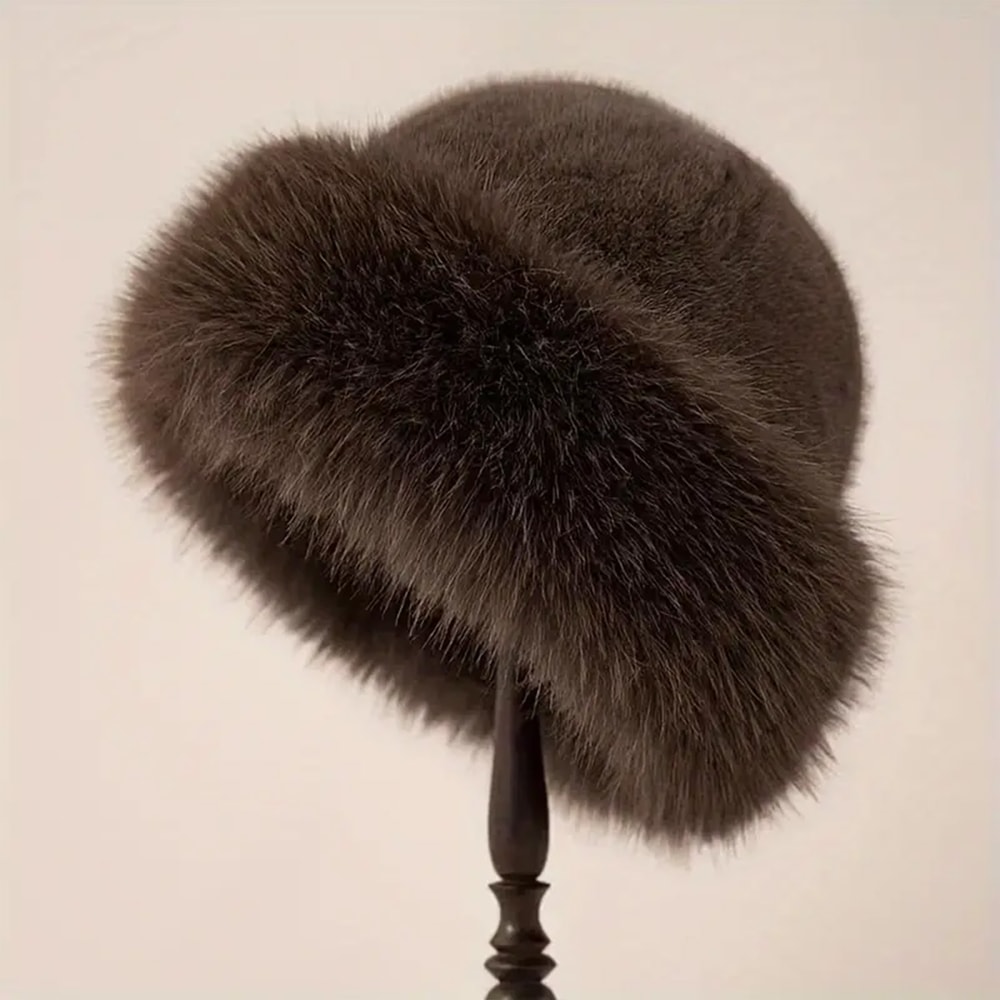 Luxury Faux Mink Mongolian Winter Hat For Women Soft Plush Snow Cap 5