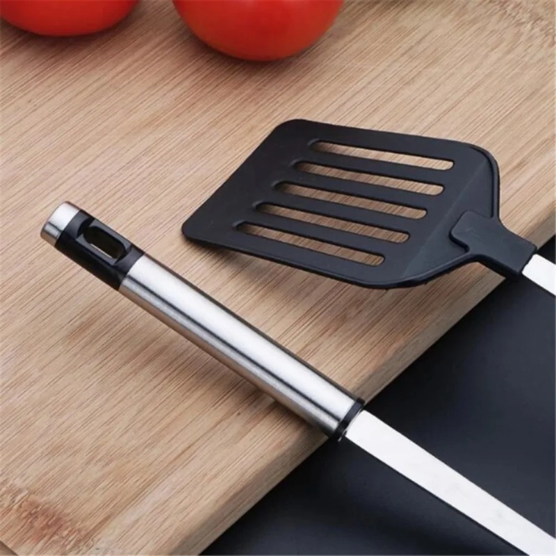Premium Stainless Steel Kitchen Turner With Nylon Handle NonScratch Frying Spatula For Eggs Fish 4