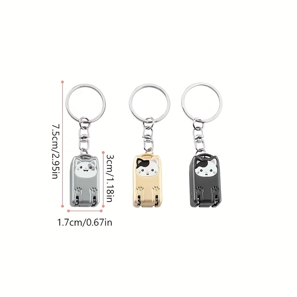 Exquisite Kitten Keychain Foldable Nail Clippers Stainless Steel Manicure Trimmer 2