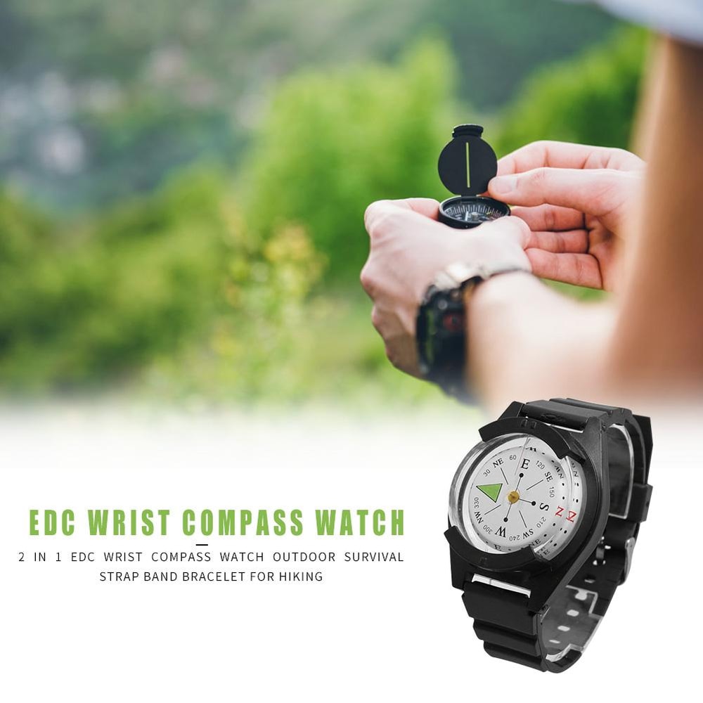 EDC Outdoor Survival Compass Watch Bracelet For Hiking Climbing 1