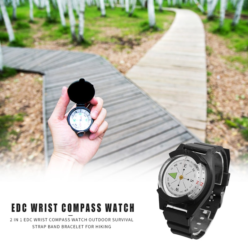 EDC Outdoor Survival Compass Watch Bracelet For Hiking Climbing 2
