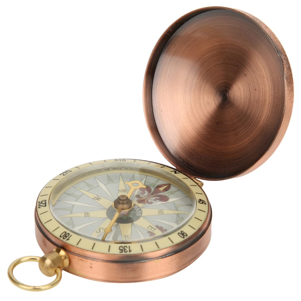 Brass Pocket Compass With Luminous Display Portable Outdoor Hiking Tool 6