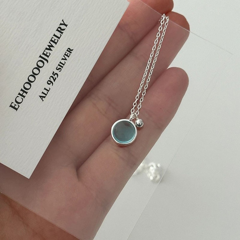 Luxury Summer Blue Crystal Pendant Necklace For Women Girls 1