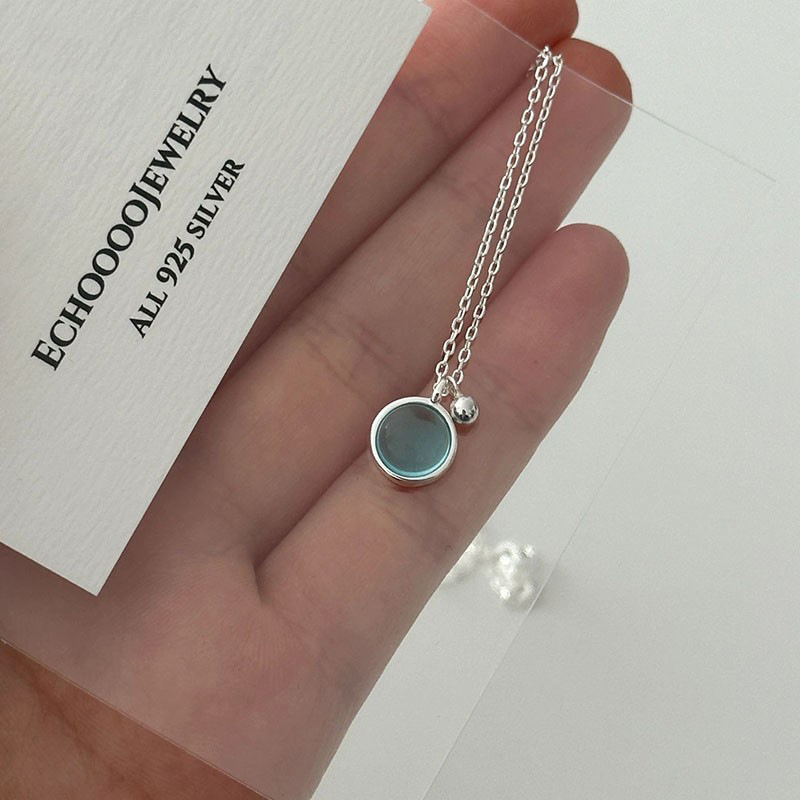 Luxury Summer Blue Crystal Pendant Necklace For Women Girls 1