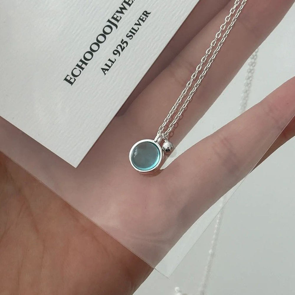 Luxury Summer Blue Crystal Pendant Necklace For Women Girls 3