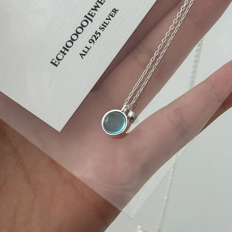 Luxury Summer Blue Crystal Pendant Necklace For Women Girls 3