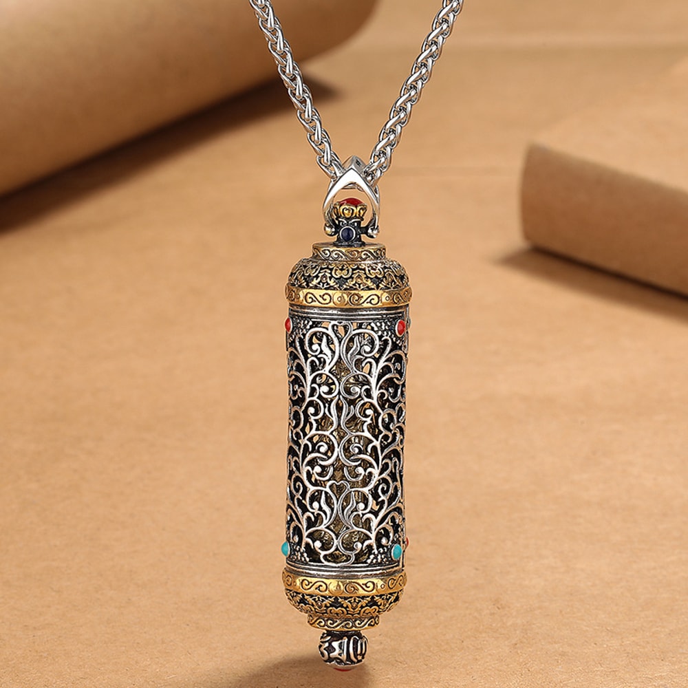 Vintage King of the Inferno Bodhisattva Necklace for Men – Hollow Pendant Amulet