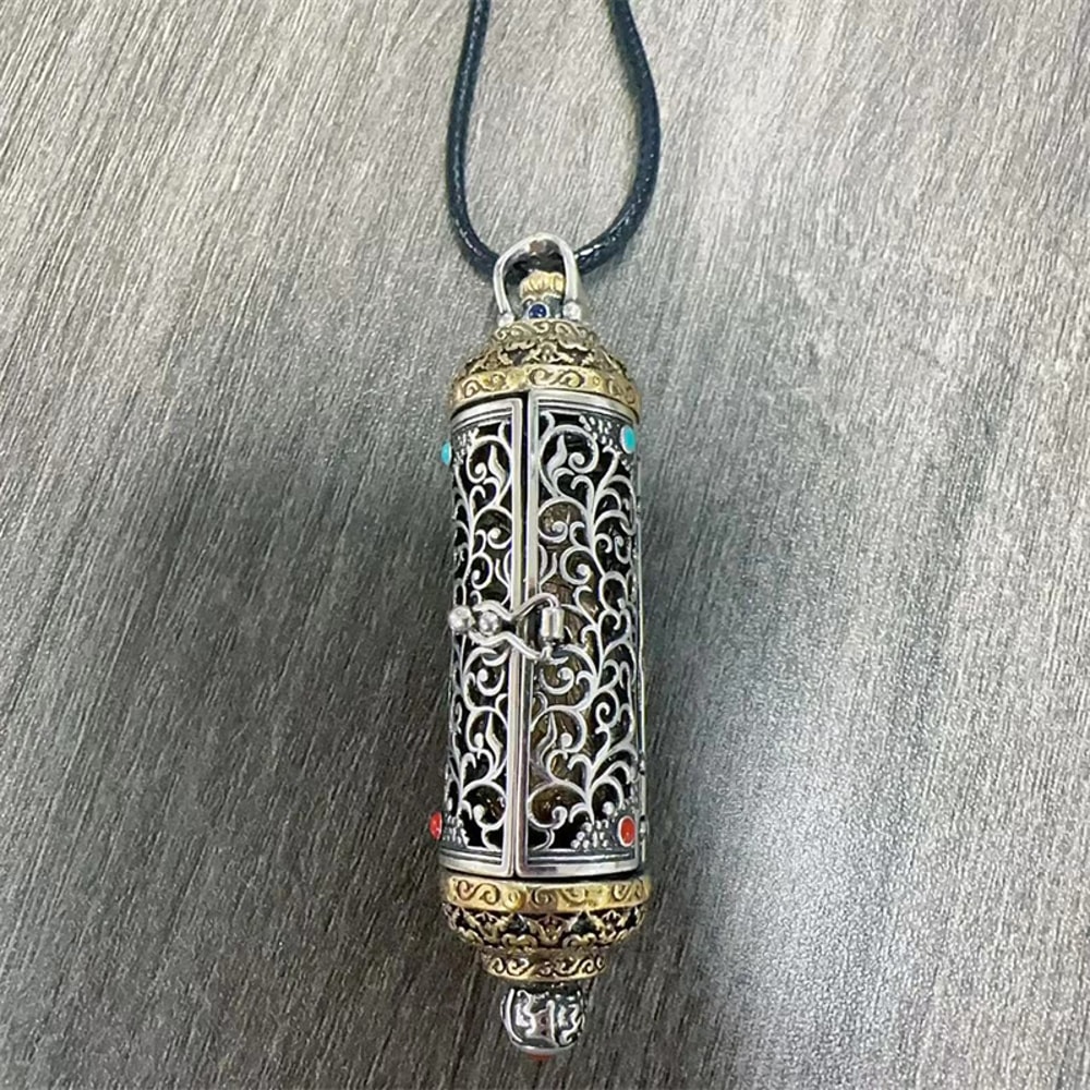 Vintage King of the Inferno Bodhisattva Necklace for Men – Hollow Pendant Amulet
