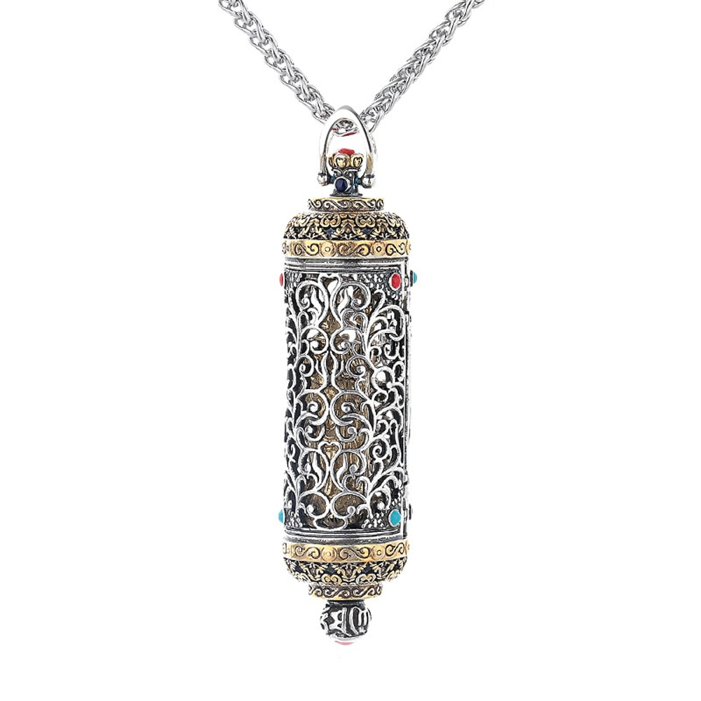 Vintage King of the Inferno Bodhisattva Necklace for Men – Hollow Pendant Amulet