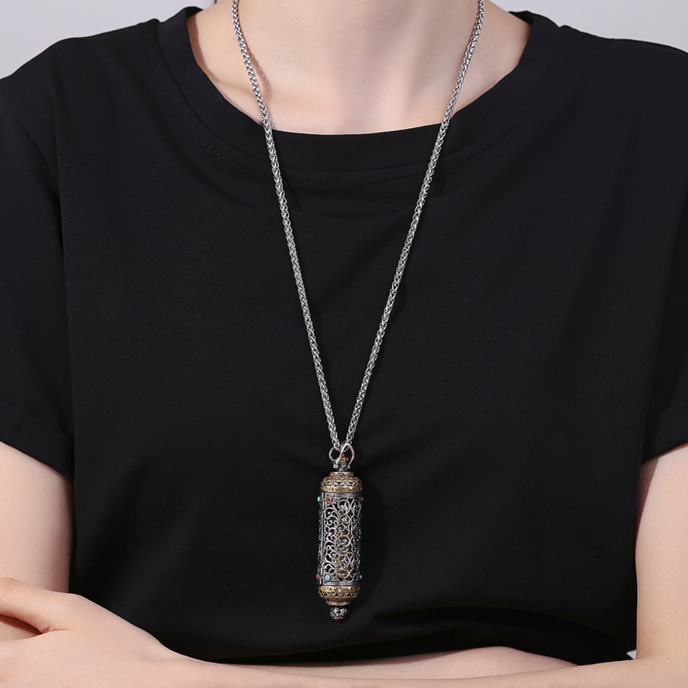 Vintage King of the Inferno Bodhisattva Necklace for Men – Hollow Pendant Amulet