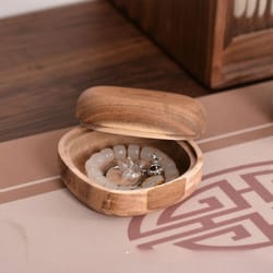 elegant wooden jewelry box – portable solid wood storage for earrings & rings
