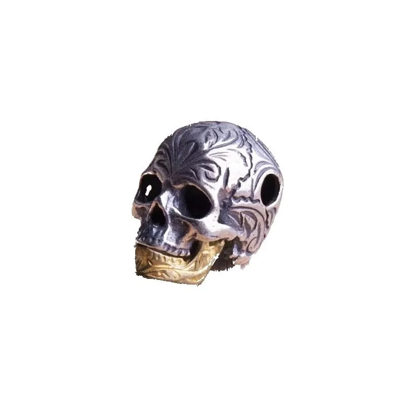 Gold Skull Bead Pendant Necklace with Movable Mouth – Wearable Bracelet Accessory