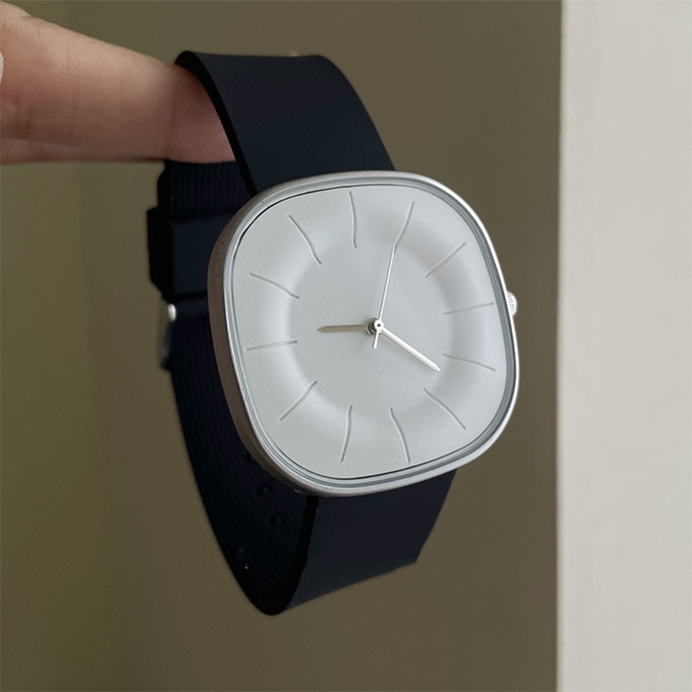 Luxury Womens Square-Face Watch with Silicone Strap – Waterproof Quartz Timepiece