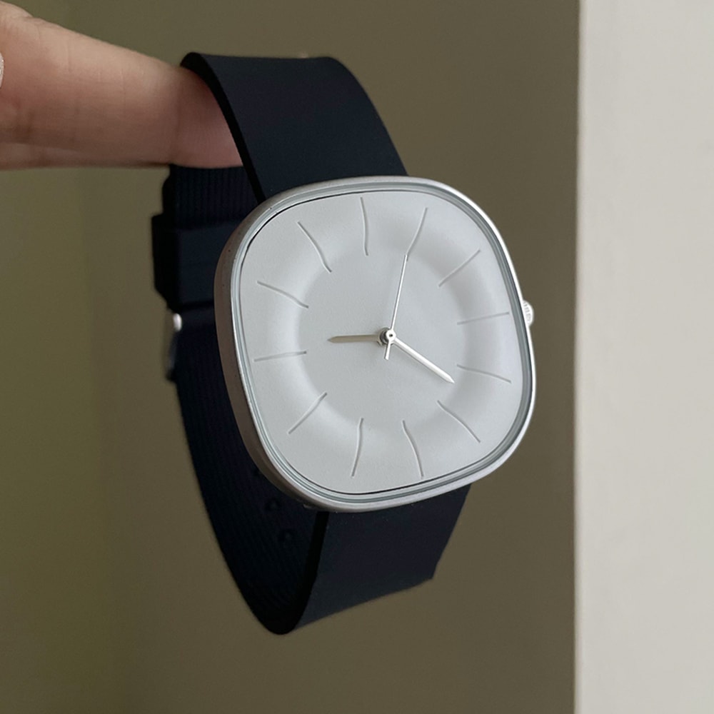 Luxury Womens Square-Face Watch with Silicone Strap – Waterproof Quartz Timepiece
