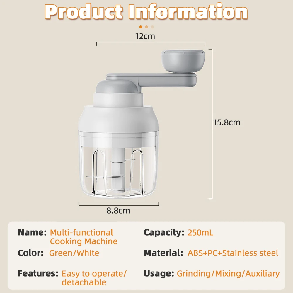 Manual Garlic Chopper Meat Mincer Hand Rotary Vegetable Cutter 4