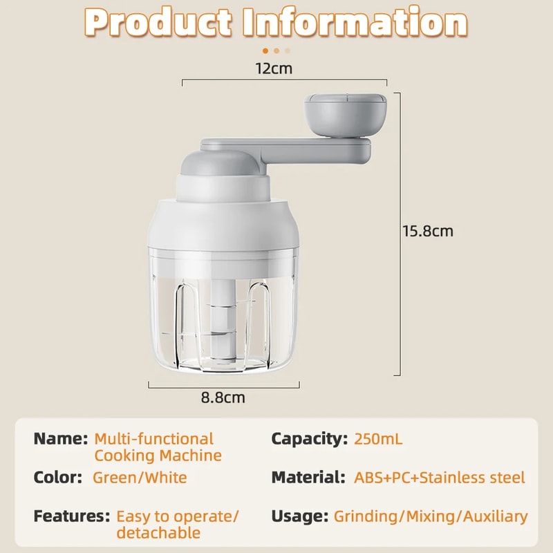 Manual Garlic Chopper Meat Mincer Hand Rotary Vegetable Cutter 4