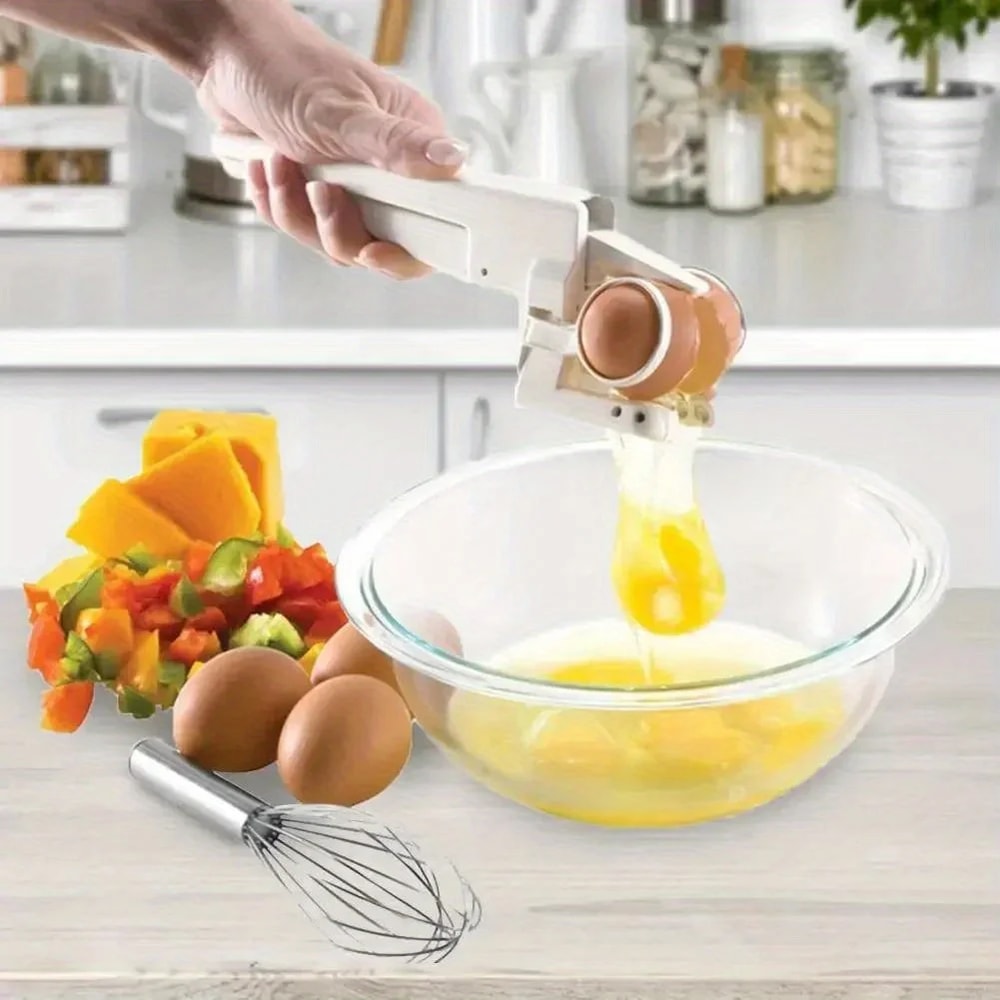 Heavy-Duty Stainless Steel Egg Cracker & Separator – Ergonomic Handheld Kitchen Tool
