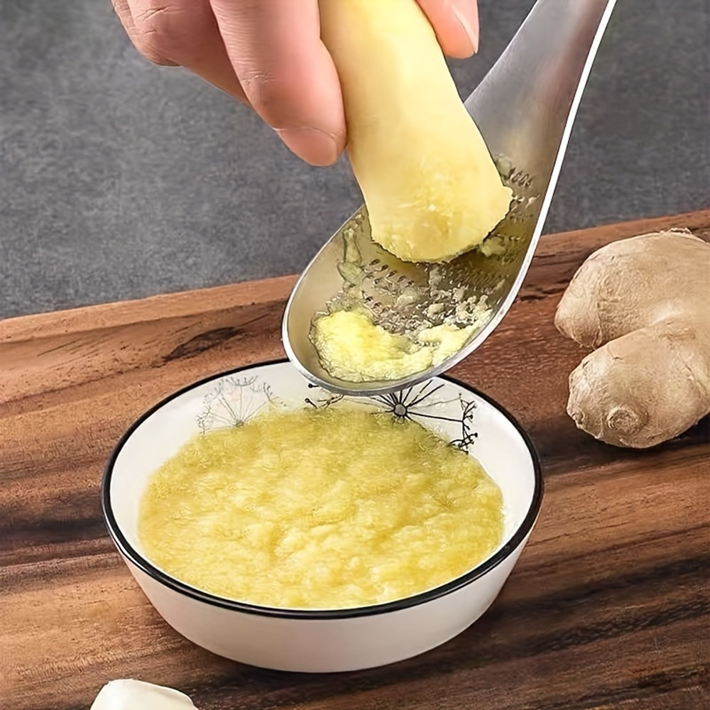 Premium Stainless Steel Garlic Ginger Grater & Vegetable Grinder Spoon