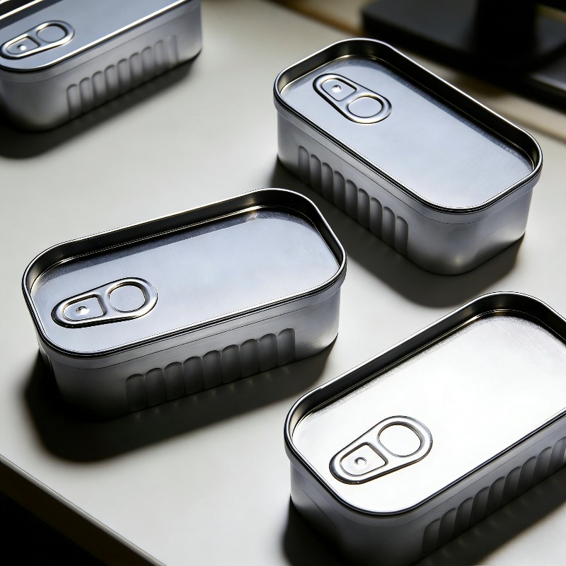 Compact Sardine Can Storage Box Portable Metal Tin For Small Items 0