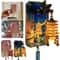 LED Yellow Crane Tower Fridge Magnet With Cherry Blossoms 0