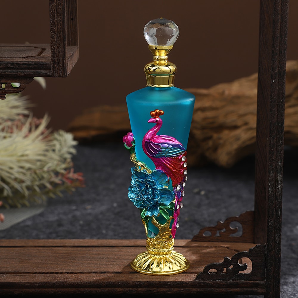 Luxury Peacock Glass Jar Crystal Perfume Bottle – Vintage Decorative Vanity Decor