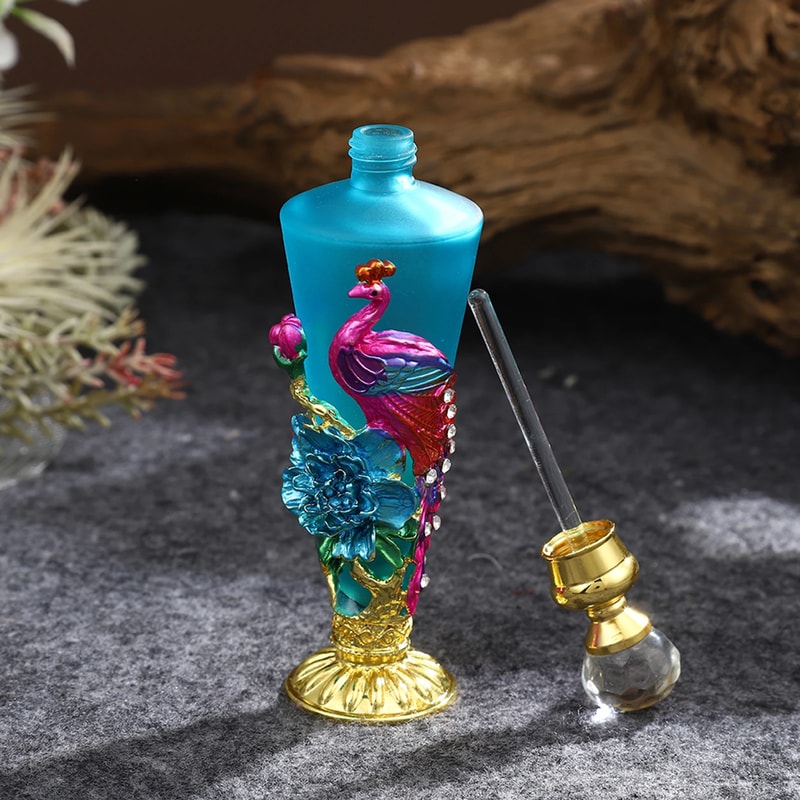 Luxury Peacock Glass Jar Crystal Perfume Bottle – Vintage Decorative Vanity Decor