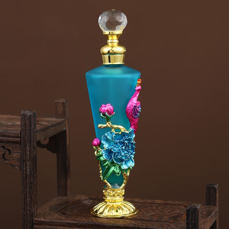 Luxury Peacock Glass Jar Crystal Perfume Bottle – Vintage Decorative Vanity Decor