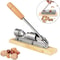 Stainless Steel Nutcracker Tool for Walnuts, Pecans & Almonds with Adjustable Wooden Base
