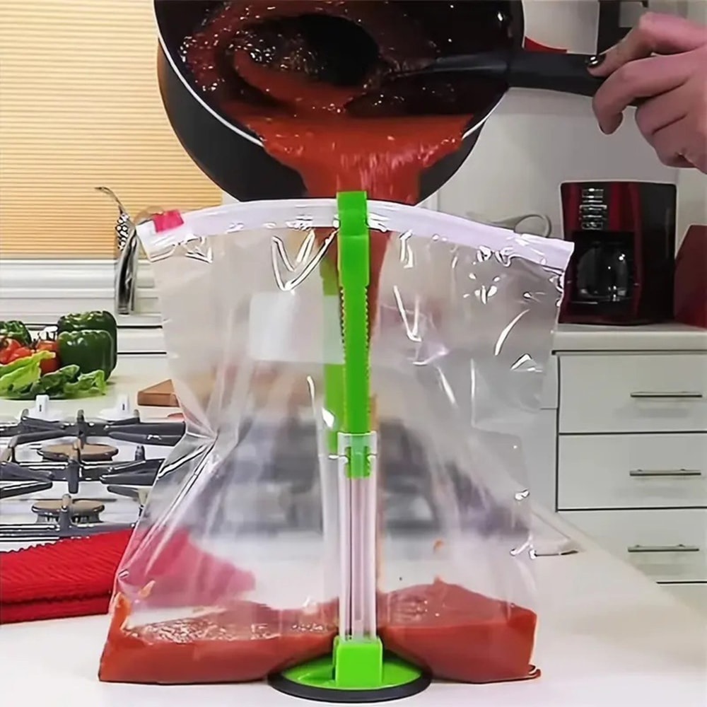 Adjustable Food Storage Bag Holder Stand for Hands Free Freezer Bag Filling