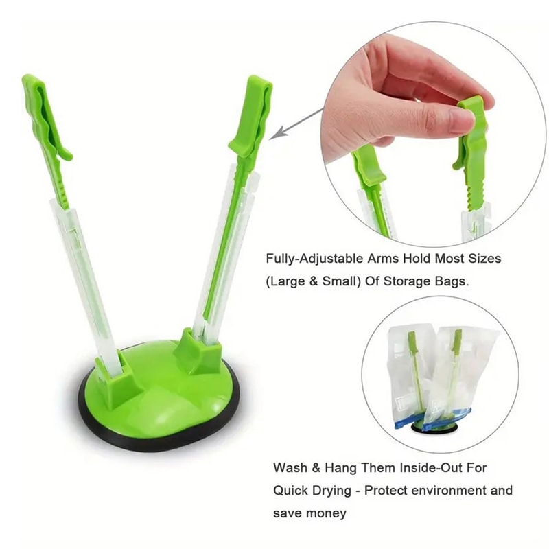 Adjustable Food Storage Bag Holder Stand for Hands Free Freezer Bag Filling