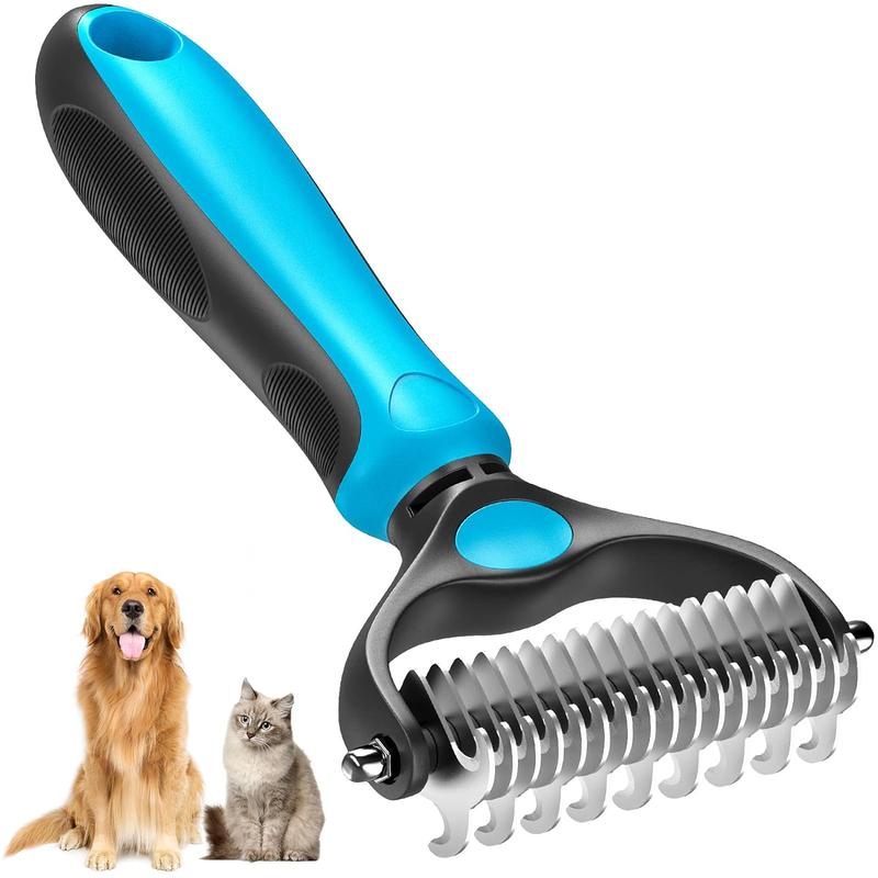 GentleGrip Pet Grooming Brush for Dogs & Cats with Stainless Steel Deshedding Comb