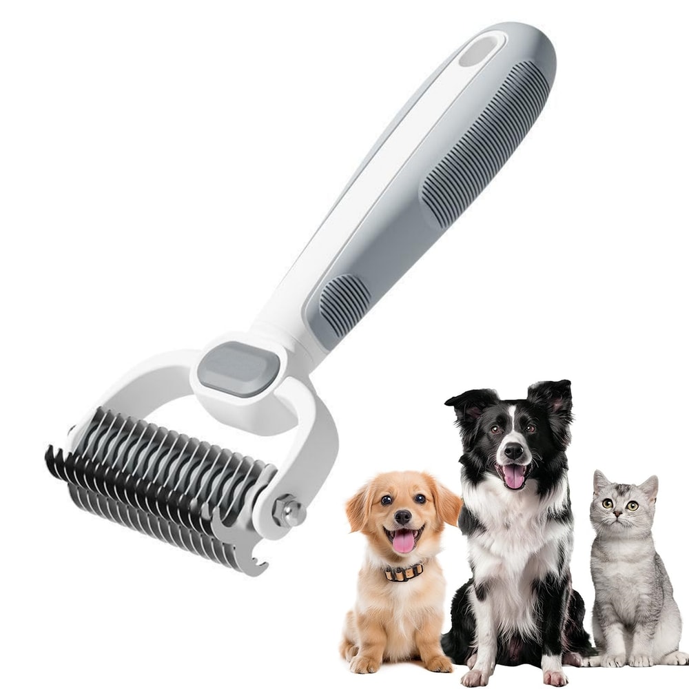 Dual-Sided Pet Grooming Brush for Dogs & Cats Hair Deshedding and Dematting