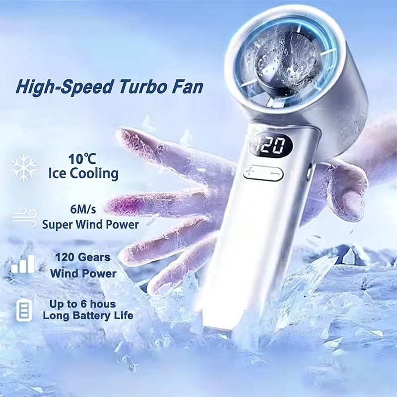 ArcticFlow Portable Mini Fan With Ice Cooling LED Display 0