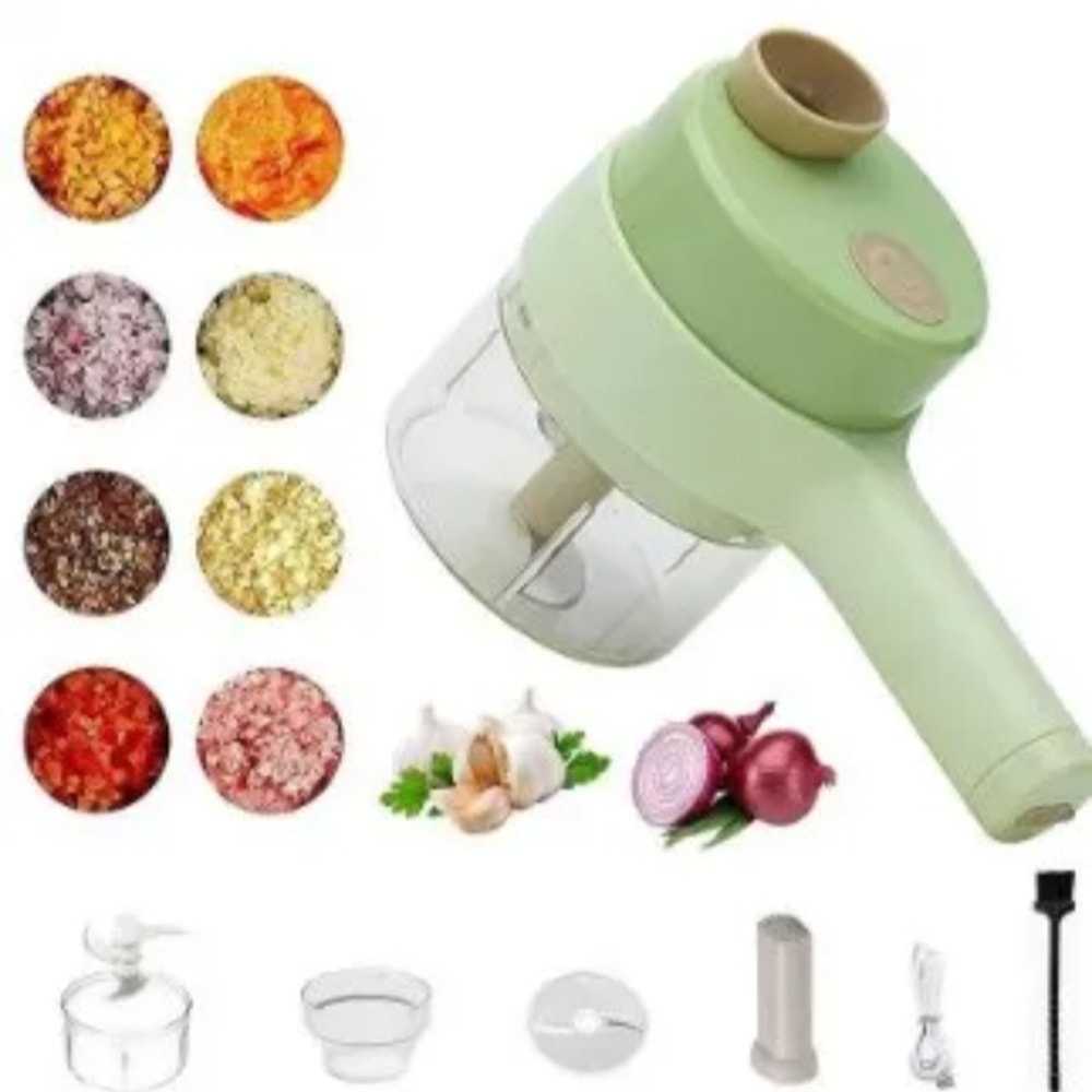 Cordless Electric Food Chopper and Vegetable Cutter Set with Garlic Mincer & Self-Cleaning Design