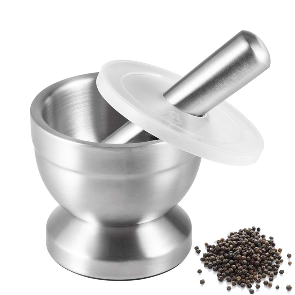 Stainless Steel Mortar and Pestle Spice Grinder Bowl for Herbs, Seasonings and Pills