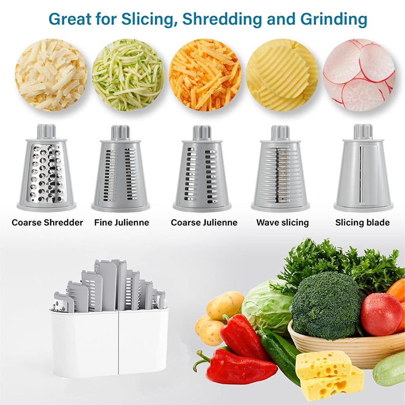 Rotary Cheese Grater and Vegetable Slicer for Fast Kitchen Prep